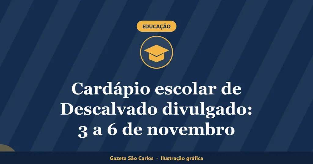 Ilustração gráfica sobre cardápio escolar em Descalvado, da Gazeta São Carlos