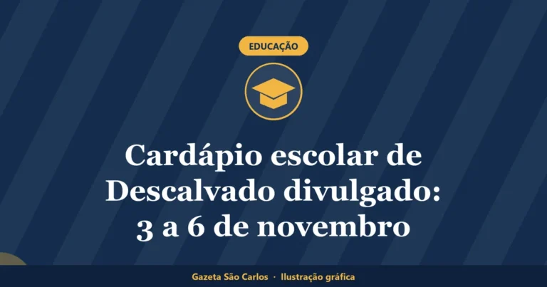 Ilustração gráfica sobre cardápio escolar em Descalvado, da Gazeta São Carlos