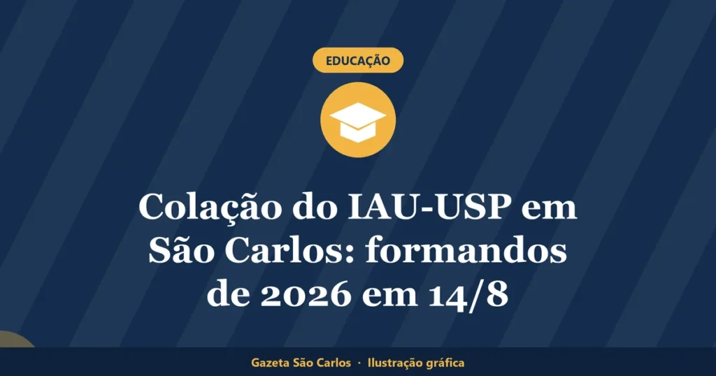 Ilustração gráfica sobre colação de grau São Carlos, da Gazeta São Carlos
