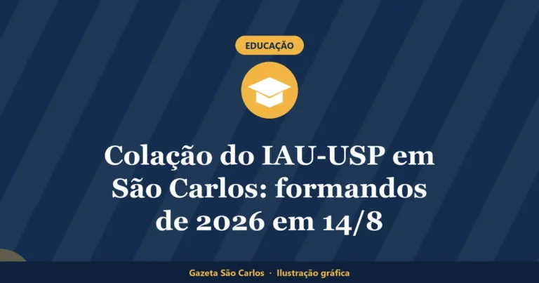 Ilustração gráfica sobre colação de grau São Carlos, da Gazeta São Carlos