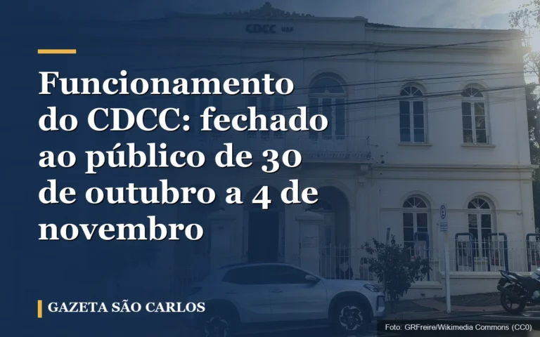 Funcionamento do CDCC: fechado ao público de 30 de outubro a 4 de novembro