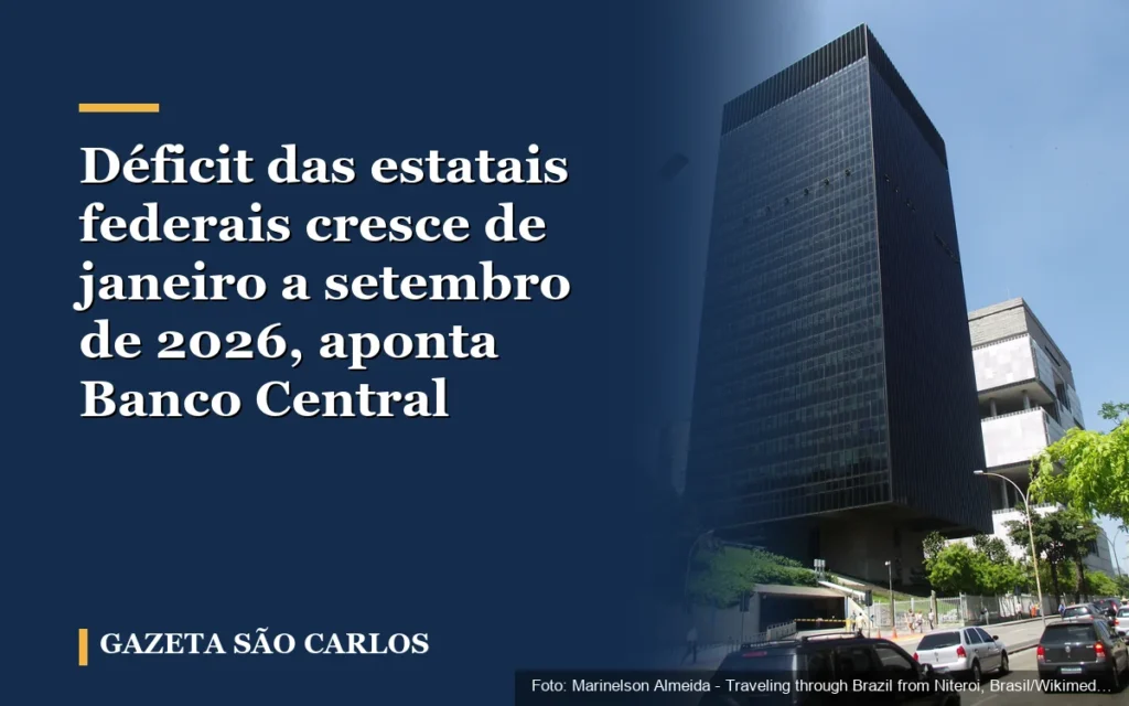 Déficit das estatais federais cresce de janeiro a setembro de 2026, aponta Banco Central