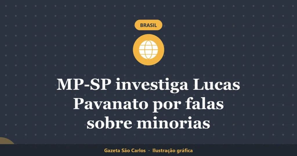 Ilustração gráfica sobre investigação contra lucas pavanato, da Gazeta São Carlos