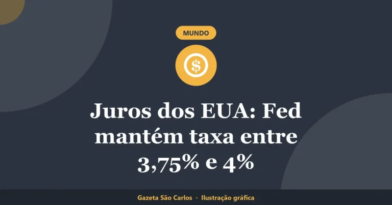 Ilustração gráfica sobre juros dos eua hoje, da Gazeta São Carlos