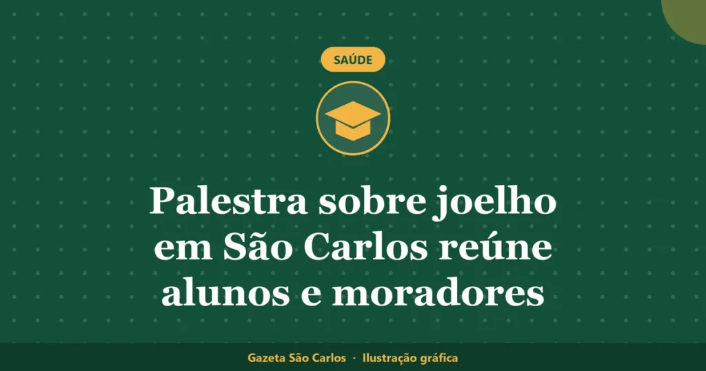 Ilustração gráfica sobre palestra sobre dores no joelho, da Gazeta São Carlos