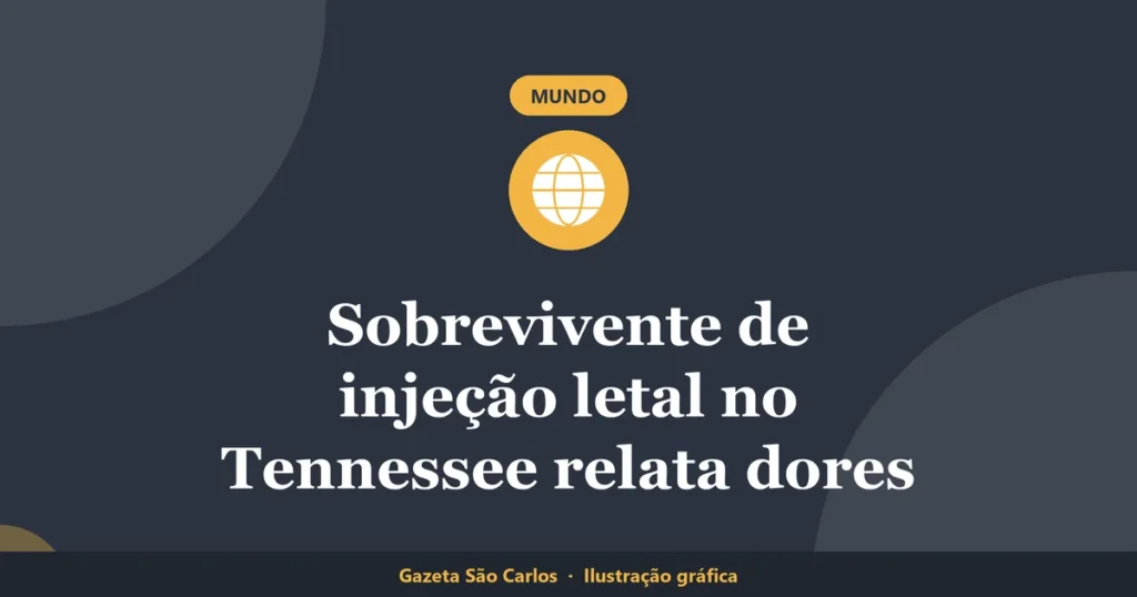 Ilustração gráfica sobre sobrevivente de injeção letal, da Gazeta São Carlos