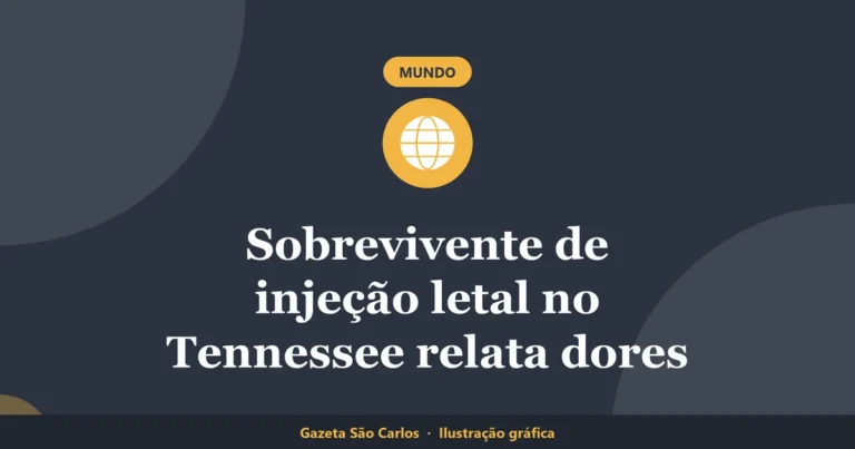 Ilustração gráfica sobre sobrevivente de injeção letal, da Gazeta São Carlos
