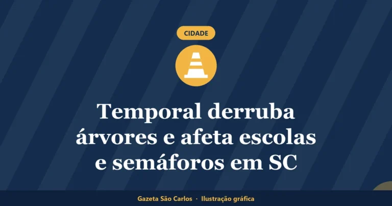 Ilustração gráfica sobre temporal em São Carlos, da Gazeta São Carlos